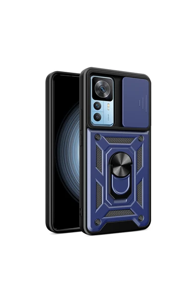 HEPTEKİLETİŞİM Xiaomi Mi 12T Kılıf Sürgülü Tank Zırh Yüzüklü Mıknatıslı Standlı Kapak (S-VEGA) ürün görseli 1