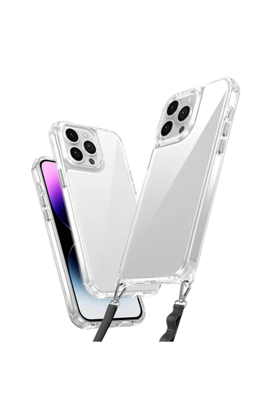 HEPTEKİLETİŞİM iPhone 14 Pro Kılıf AiHTTgli Takılabilir Askı Aparatlı HPTK Snap Silikon Kapak-Şeffaf ürün görseli 1
