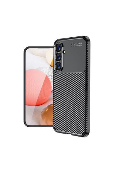 HEPTEKİLETİŞİM Samsung Galaxy S23 FE Kılıf Kamera Çıkıntılı Karbon Fiber Dokulu Renk Atmaz Kapak (NEGRO) ürün görseli 1