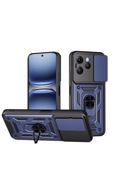 HEPTEKİLETİŞİM Tecno Spark 40 4G Kılıf Sürgülü Tank Zırh Yüzüklü Mıknatıslı Standlı Kapak (S-VEGA) ürün görseli 1