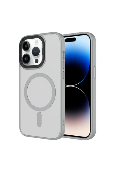 HEPTEKİLETİŞİM Apple iPhone 14 Pro Kılıf Mat Arka Yüzey Wireless Şarj Özellikli Flet M-safe Kapak (FLET M-SAFE) ürün görseli 1