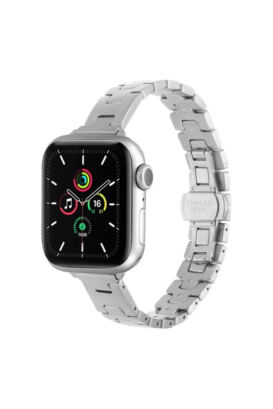 HEPTEKİLETİŞİM Apple Watch 2/3/4/5/6/7/8/se/nike 40mm Paslanmaz Çelik Zarif Tasarım Kordon (KRD-150) ürün görseli 1