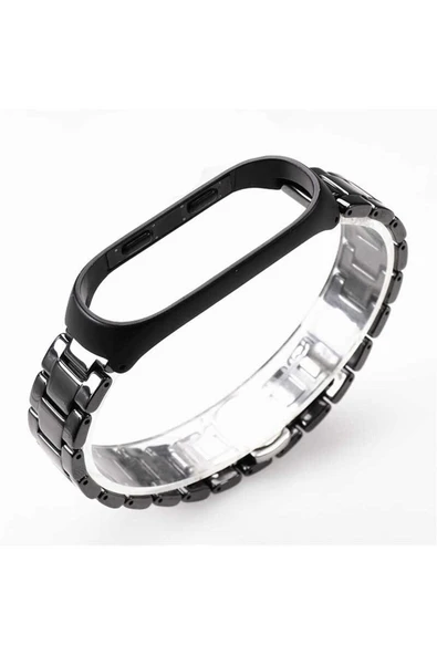 HEPTEKİLETİŞİM Xiaomi Mi Band 3 Uyumlu KRD-21 Metal HPTK Kordon-Siyah ürün görseli 1
