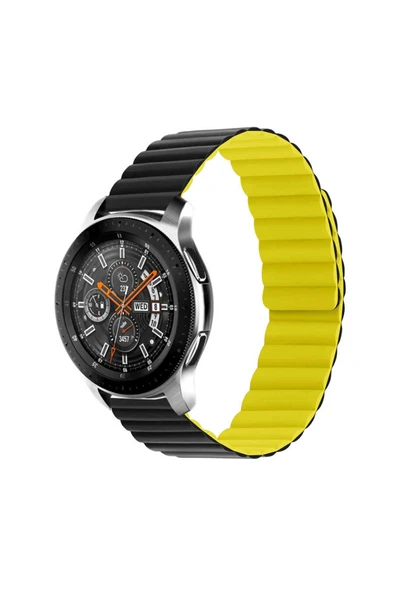 HEPTEKİLETİŞİM Huawei GT2 46mm Uyumlu KRD-52 HPTK Kordon-Siyah-Sarı ürün görseli 1