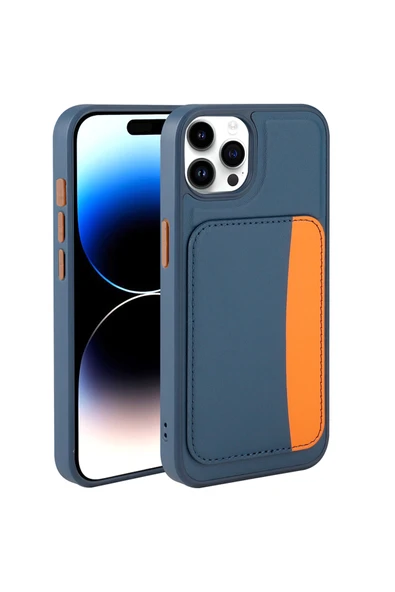 HEPTEKİLETİŞİM iPhone 15 Pro Max Kılıf Kartlıklı Silikon Darbe Emici Köşe Korumalı Kapak (x-kart) ürün görseli 1