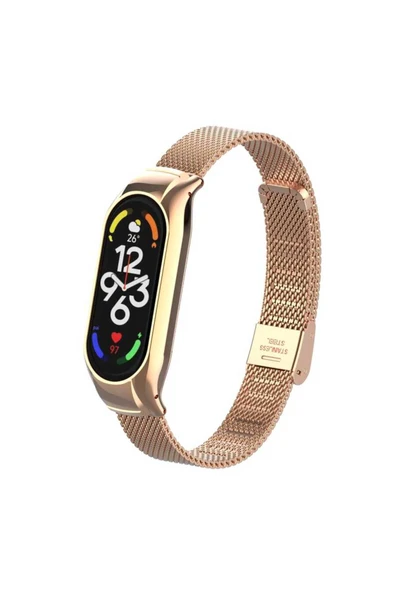 HEPTEKİLETİŞİM Xiaomi Mi Band 7 Uyumlu KRD-06 Metal HPTK Kordon-Rose Gold ürün görseli 1