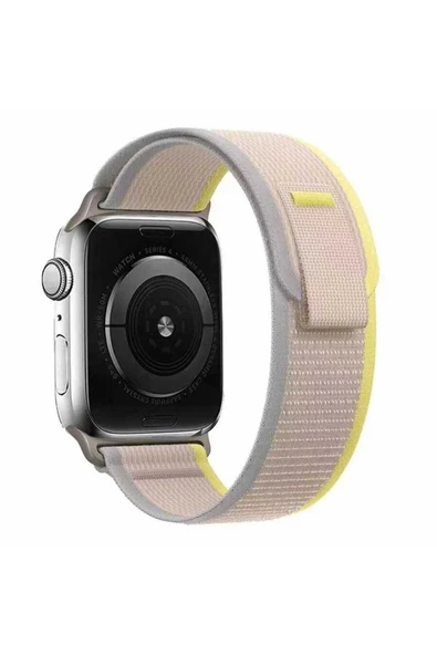 HEPTEKİLETİŞİM Watch 7 41mm Uyumlu KRD-77 Hasır HPTK Kordon-Beyaz-Sarı ürün görseli 1