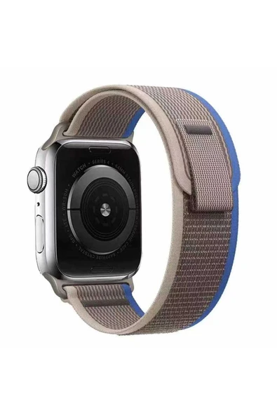 HEPTEKİLETİŞİM Watch Ultra 49mm Uyumlu KRD-77 Hasır HPTK Kordon-Gri-Mavi ürün görseli 1