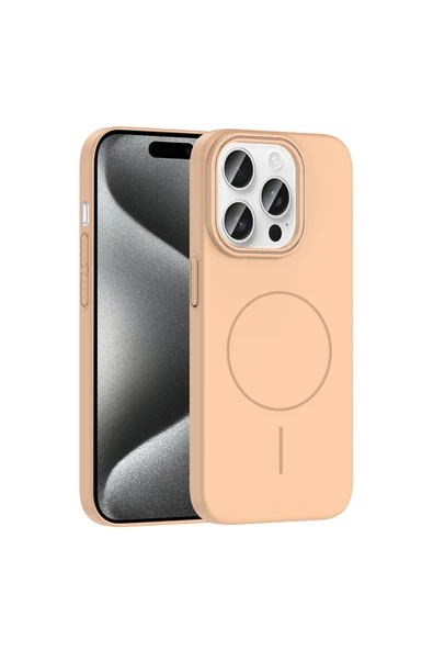 HEPTEKİLETİŞİM iPhone 15 Pro Max Uyumlu  Kılıf Magsafe Şarj Özellikli Silikon Kapak (RUBY) ürün görseli 1