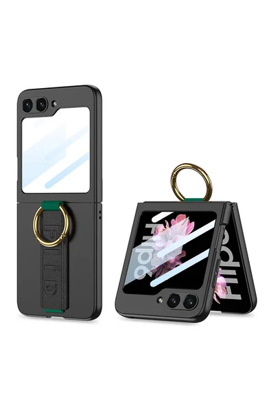 HEPTEKİLETİŞİM Galaxy Z Flip 6 Kılıf Kamera Korumalı Yüzüklü HPTK Flip Ring Kıpta Kapak-Siyah ürün görseli 1