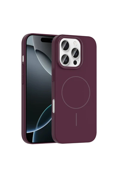 HEPTEKİLETİŞİM Apple iPhone 16 Pro Max Kılıf Magsafe Şarj Özellikli Silikon Kapak (RUBY) ürün görseli 1