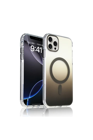 HEPTEKİLETİŞİM Apple iPhone 16 Pro Kılıf M-safe Şarj Özellikli Transparan Renk Geçişli Kapak (toros) ürün görseli 1