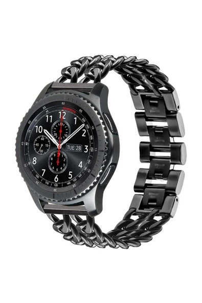 HEPTEKİLETİŞİM Gear S3 (22mm) Uyumlu KRD-17 Metal HPTK Kordon-Siyah ürün görseli 1