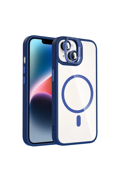 HEPTEKİLETİŞİM Apple iPhone 13 Kılıf Standlı ve Kamera Lens Hediyeli M-Safe Şarj Özellikli Kapak (etro) ürün görseli 1