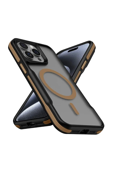 HEPTEKİLETİŞİM iPhone 14 Pro Max Uyumlu Magsafe Şarj Özellikli Renkli Kenar Airbag Şeritli HPTK Lamer Kapak-Titanyu ürün görseli 1