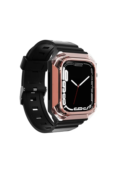 HEPTEKİLETİŞİM Watch 7 41mm Uyumlu KRD-88 Sert PC Kasa Koruyuculu Uyumlu HPTK Kordon-Rose Gold ürün görseli 1