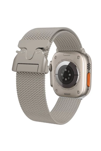 HEPTEKİLETİŞİM Apple Watch 10 46mm Kordon Metal Hasır İşlemeli Tasarım (KRD-25) ürün görseli 1