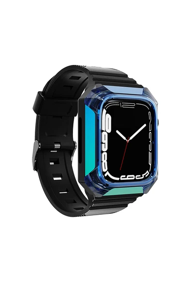 HEPTEKİLETİŞİM Watch 40mm Uyumlu KRD-88 Sert PC Kasa Koruyuculu Uyumlu HPTK Kordon-Mavi ürün görseli 1