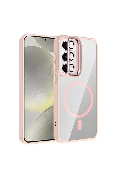 HEPTEKİLETİŞİM Samsung Galaxy S24 FE Kılıf Standlı ve Kamera Lens Hediyeli M-Safe Şarj Özellikli Kapak (etro) ürün görseli 1