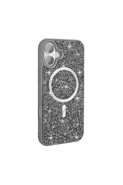 HEPTEKİLETİŞİM Apple iPhone 16 Pro Kılıf Pırlanta Tasarımlı Magsafe Şarj Özellikli Silikon Kapak (mozaik) ürün görseli 1
