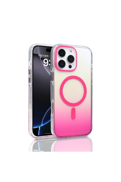HEPTEKİLETİŞİM Apple iPhone 16 Pro Max Kılıf M-safe Şarj Özellikli Transparan Renk Geçişli Kapak (TOROS) ürün görseli 1