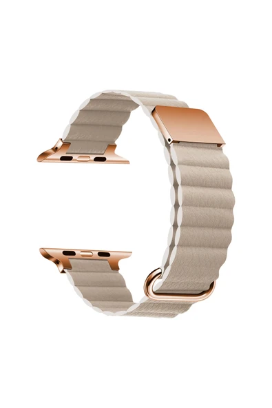 HEPTEKİLETİŞİM Watch 7 45mm Uyumlu KRD-78 PU Deri Kordon Strap Kayış HPTK- Krem ürün görseli 1