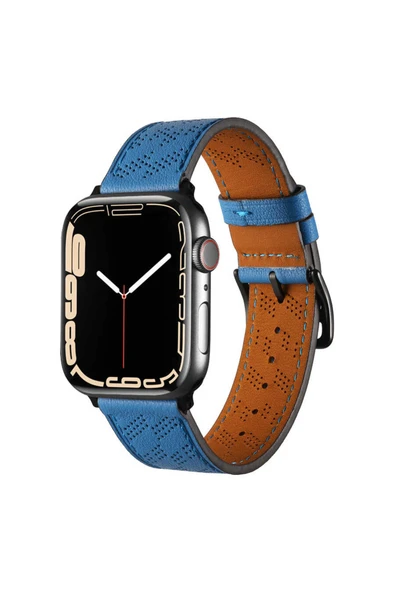 HEPTEKİLETİŞİM Watch 44mm Uyumlu KRD-76 PU Deri Kordon Strap Kayış HPTK- Mavi ürün görseli 1