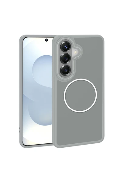 HEPTEKİLETİŞİM Samsung Galaxy S26 Kılıf M-Safe Şarj Özellikli Metal Kamera Çerçeveli Silikon Kapak (SANREMO) ürün görseli 1