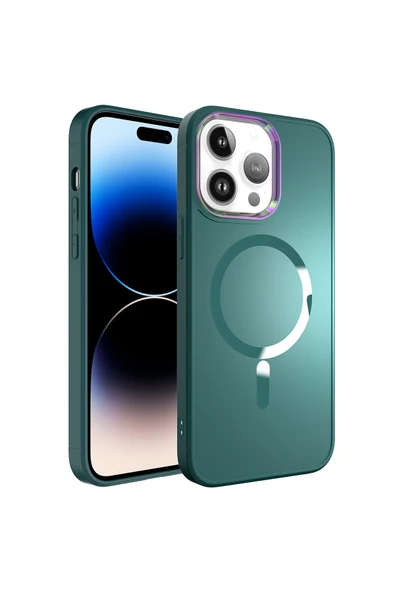 HEPTEKİLETİŞİM Iphone 14 Pro Max Kılıf Magsafe Wireless Şarj Özellikli Renkli Kamera Çerçeveli Kapak (STİL) ürün görseli 1