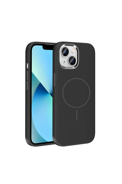 HEPTEKİLETİŞİM Apple iPhone 15 Kılıf M-Safe Şarj Özellikli Metal Kamera Çerçeveli Silikon Kapak (EDİ) ürün görseli 1