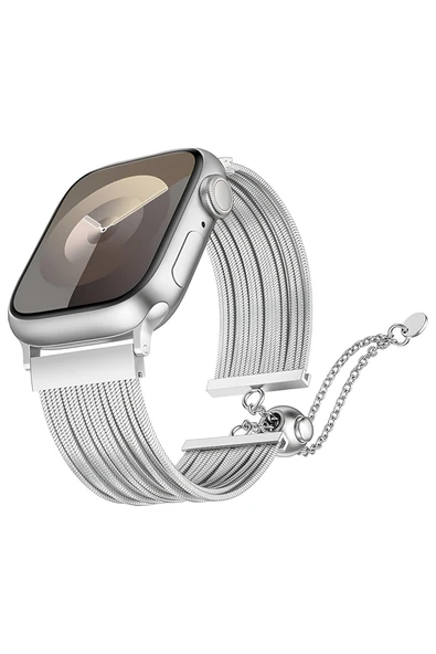 HEPTEKİLETİŞİM Apple Watch 2/3/4/5/6/7/8/se/nike 41mm Metal Hasır Kordon (krd-137) ürün görseli 1