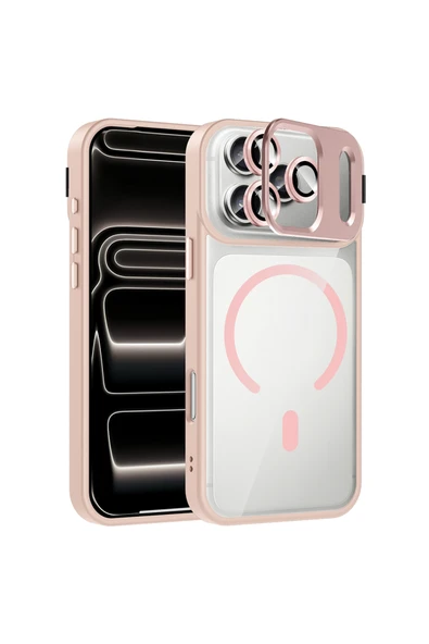 HEPTEKİLETİŞİM Apple iPhone 17 Pro Kılıf Standlı ve Kamera Lens Hediyeli M-Safe Şarj Özellikli Kapak (etro) ürün görseli 1