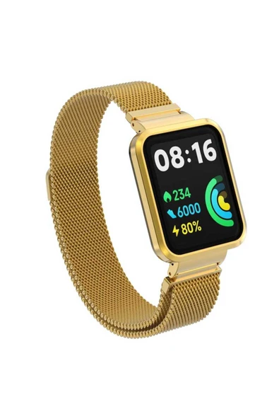 HEPTEKİLETİŞİM Xiaomi Redmi Watch 2 Lite Uyumlu KRD-58 Metal HPTK Kordon-Gold ürün görseli 1