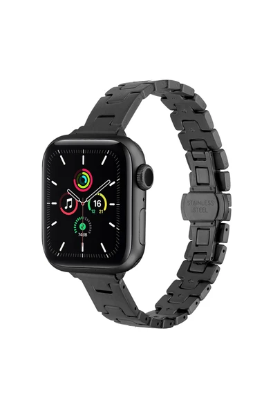 HEPTEKİLETİŞİM Apple Watch Seri 2/3/4/5/6/7/8/se/ultra 45mm Paslanmaz Çelik Zarif Tasarım Kordon (KRD-150) ürün görseli 1