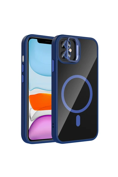HEPTEKİLETİŞİM Apple iPhone 11 Kılıf Standlı ve Kamera Lens Hediyeli M-Safe Şarj Özellikli Kapak (etro) ürün görseli 1