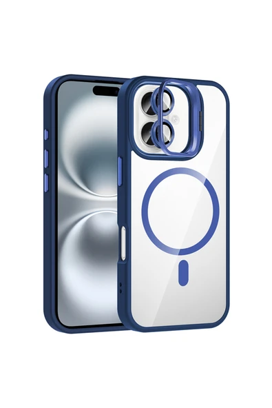HEPTEKİLETİŞİM Apple iPhone 17 Kılıf Standlı ve Kamera Lens Hediyeli M-Safe Şarj Özellikli Kapak (etro) ürün görseli 1