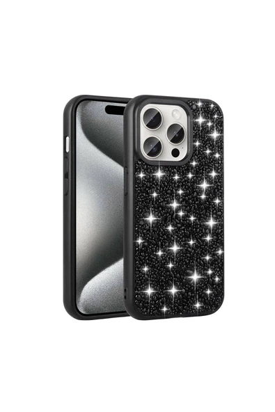 HEPTEKİLETİŞİM Apple iPhone 15 Pro Max Kılıf Kamera Çıkıntılı Parlak Taşlı Tasarım Renkli Koruyucu Kapak (Linea) ürün görseli 1