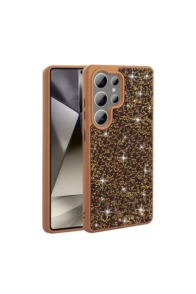 HEPTEKİLETİŞİM Samsung Galaxy S25 Ultra Kılıf Parlak Taşlı Tasarım Kamera Yükseltili Korumalı Kapak (Pırlanta) ürün görseli 1