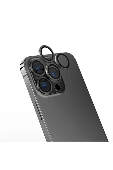 HEPTEKİLETİŞİM iPhone 15 Pro Max Uyumlu SENK CL-13 Kamera Koruyucu-Koyu Gri ürün görseli 1