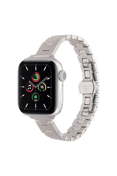 HEPTEKİLETİŞİM Apple Watch Seri 2/3/4/5/6/7/8/se/ultra 44mm Paslanmaz Çelik Zarif Tasarım Kordon (KRD-150) ürün görseli 1