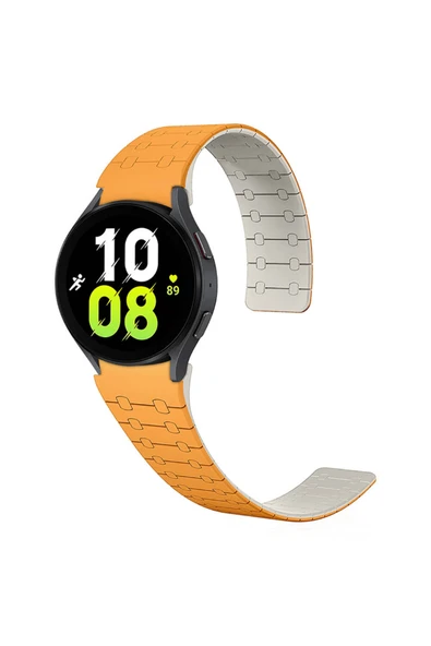 HEPTEKİLETİŞİM Galaxy Watch 5 40mm HPTK KRD-111 20mm Çizgili Desenli Silikon Kordon-Turuncu ürün görseli 1