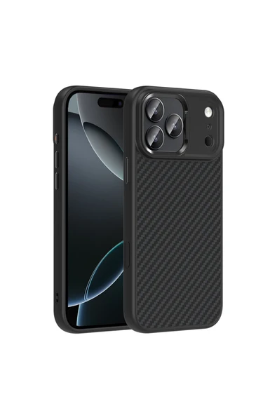 HEPTEKİLETİŞİM Apple iPhone 17 Pro Max Kılıf M-Safe Şarj Özellikli Karbon Fiber Görünümlü Silikon Kapak (TRUVA) ürün görseli 1