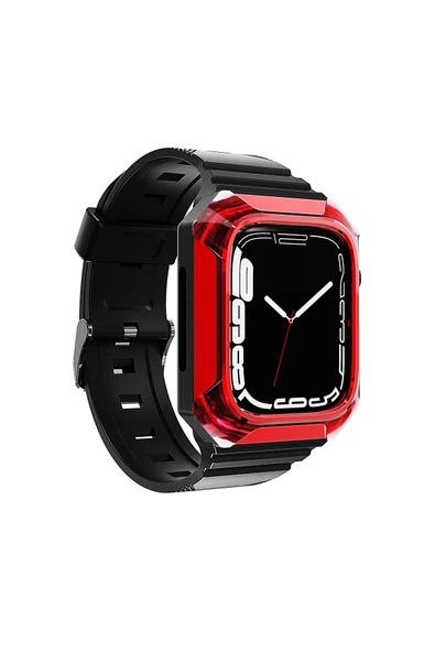 HEPTEKİLETİŞİM Watch 38mm Uyumlu KRD-88 Sert PC Kasa Koruyuculu Uyumlu HPTK Kordon-Kırmızı ürün görseli 1