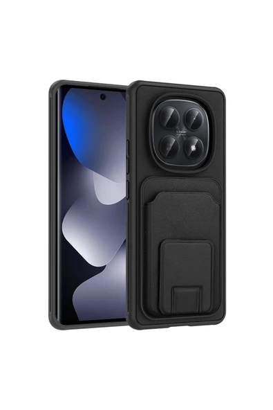 HEPTEKİLETİŞİM Xiaomi Redmi Note 15 5G Kılıf Kartlıklı TPU Darbe Emici Deri Dokulu Kapak (bikart) ürün görseli 1