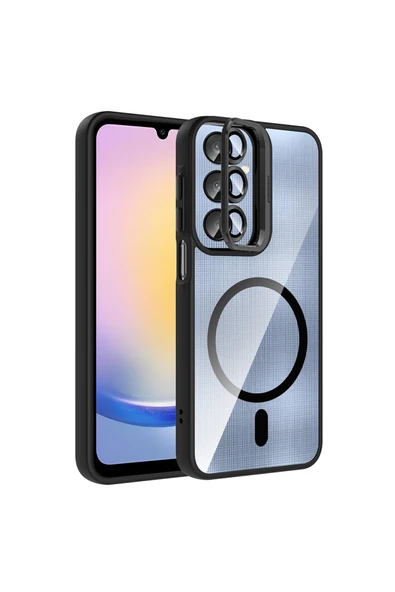 HEPTEKİLETİŞİM Samsung Galaxy A25 Kılıf Standlı ve Kamera Lens Hediyeli M-Safe Şarj Özellikli Kapak (etro) ürün görseli 1