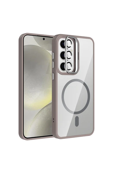 HEPTEKİLETİŞİM Samsung Galaxy S24 Kılıf Standlı ve Kamera Lens Hediyeli M-Safe Şarj Özellikli Kapak (etro) ürün görseli 1