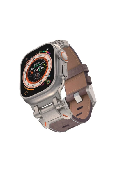HEPTEKİLETİŞİM Apple Watch 42mm Clo Krd-114 Metal Başlıklı Suni Deri Kordon-koyu Kahve ürün görseli 1