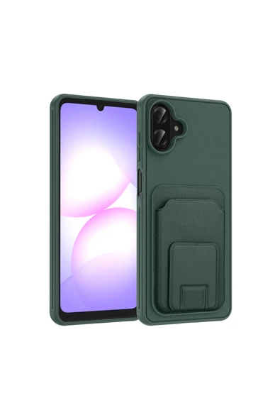 HEPTEKİLETİŞİM Samsung Galaxy A07 Kılıf Kartlıklı TPU Darbe Emici Deri Dokulu Kapak (bikart) ürün görseli 1