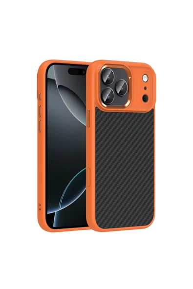 HEPTEKİLETİŞİM Apple iPhone 17 Pro Kılıf M-Safe Şarj Özellikli Karbon Fiber Görünümlü Silikon Kapak (TRUVA) ürün görseli 1