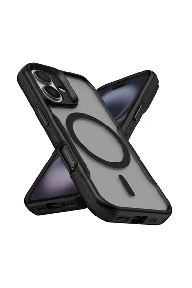 HEPTEKİLETİŞİM Apple iPhone 16 Kılıf Magsafe Şarj Özellikli Renkli Kenar Airbag Şeritli Kapak (Lamer) ürün görseli 1